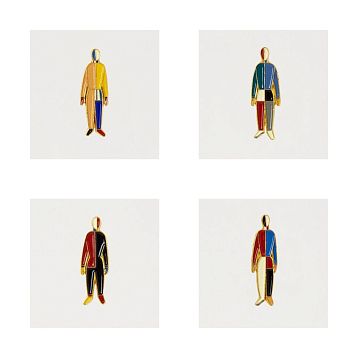 Набор металлических значков «Спортсмены», 4 шт, серия Авангард, фото 1.