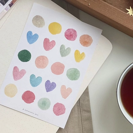 Стикерпак «Акварельные сердечки», А6, фото 3.