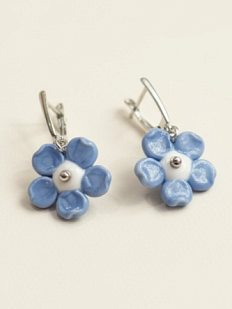 Серьги «Незабудки», родированная латунь, муранское стекло