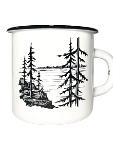 Эмалированная кружка Магтрэп «Лес и горы», белая, 400 мл