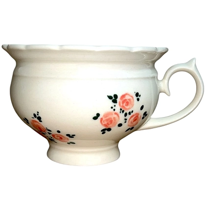 Чашка для чая ручной работы Slowday Ceramics в розовый цветочек «Винтаж», полуфарфор, 250 мл, фото 2.