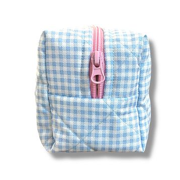 Косметичка ручной работы «Moyen», голубая мелкая клетка, фото 3.