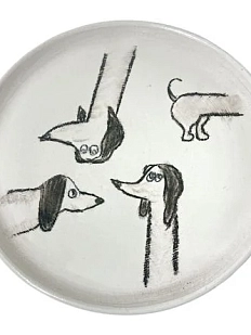Тарелка ручной работы «Собачки», керамика, 15 см