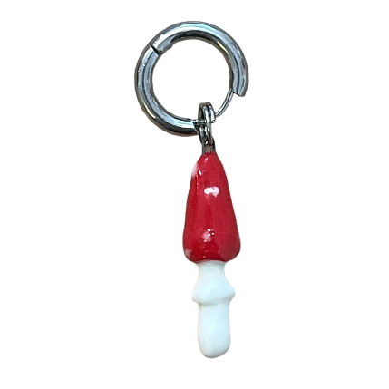 Моносерьга ручной работы «Мухомор», керамика, фото 1.