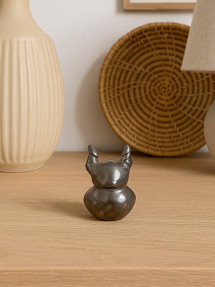 Керамическая фигурка Уточка с рогами, металлик, 7 см, фото 3.