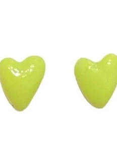 Серёжки-гвоздики Радость Рядом Сердечки, полимерная глина, салатовые