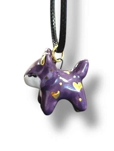 Подвеска керамическая ручной работы с тигром, фиолетовая