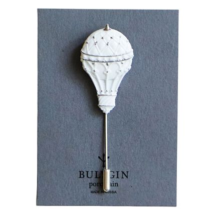 Брошь ручной работы Bulygin «Аэростат», бело-серебристая, фарфор, фото 2.