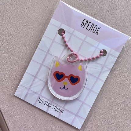 Брелок Тутвика.студия на цепочке «Котик», акрил, фото 2.