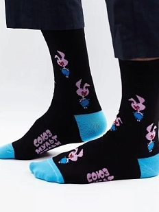 Носки «В самом деле, Пятачок», р-р 42-46, чёрные