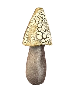 Брошь ручной работы Корсак «Гриб», коричневая, керамика