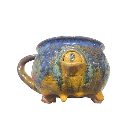 Кружка ручной работы с глазами «Дракон», синяя, керамика, 350 мл, фото 2.