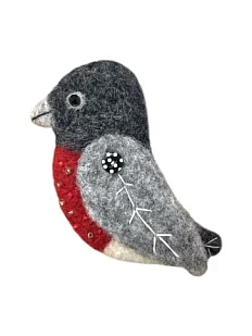 Брошь Снегирь ручной работы из шерсти