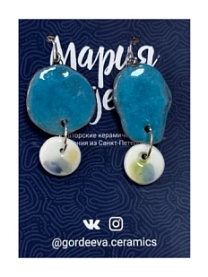 Составные серьги Мария Гордеева, керамика, голубые