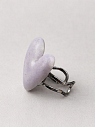 Кольцо ручной работы асимметричное «Сердечко», сиреневое, керамика, превью фото 2