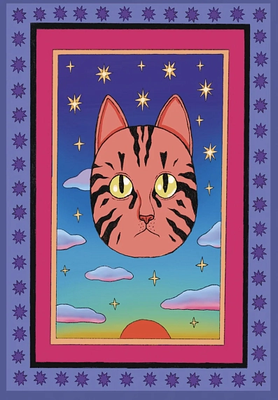 Обложка на паспорт Валя Карнавалова «Голова кота», сиреневая, ПВХ, фото 1.