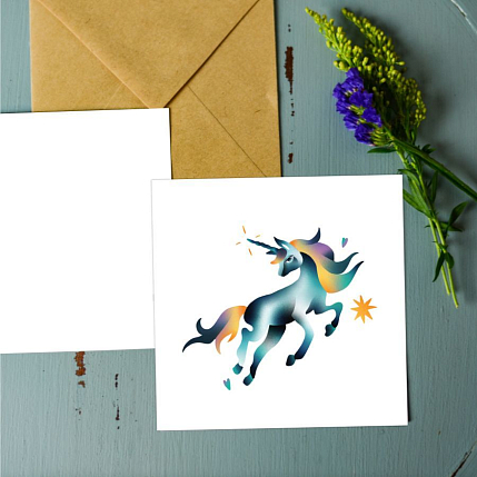 Открытка Кириленко Елизаветы «Единорог», квадратная, фото 2.