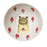 Тарелка глубокая ручной работы Лягушка с мухоморами, белая, фарфор, 12 см, превью фото 1