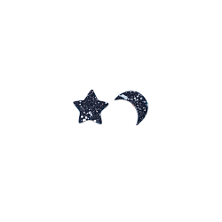 Серёжки-гвоздики ручной работы «Луна и звёздочка», чёрные, дерево