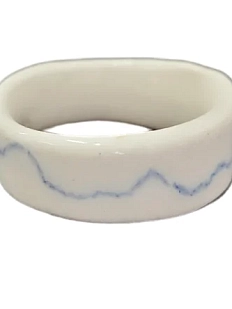 Кольцо ручной работы Бережно «‎Линии»‎‎, керамика, белое