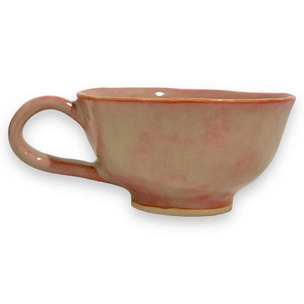 Чайная пара ручной работы, розовая, керамика, 200 мл, фото 2.