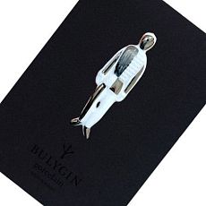 Брошь ручной работы Bulygin «Малевич», бело-серебристая, фарфор