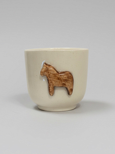 Стакан ручной работы «Лошадка», белый, полуфарфор, 100 мл