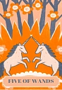 Открытка Таро Пятерка Жезлов (Five of Wands), превью фото 1