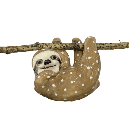 Керамическая подвеска Мама Черепаха интерьерная «Ленивец», коричневый, фото 2.