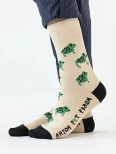 Носки «Лягушка инакомыслия», р-р 38-41, бежевые