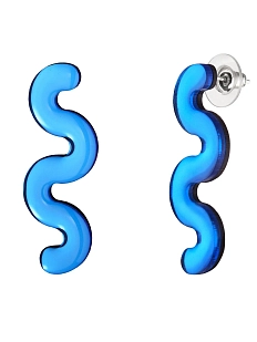 Серьги Monolama «Волны», оргстекло, переработанный пластик, голубые