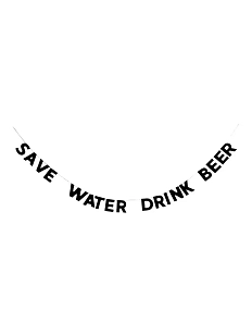 Бумажная гирлянда из букв Tak.sebe.prazdnik «SAVE WATER DRINK BEER», чёрная, картон, 240 г/м²