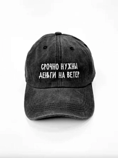 Кепка «Срочно нужны деньги на ветер», чёрно-серая