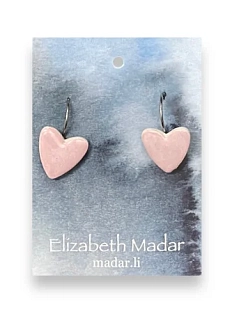 Серьги Elizabeth Madar Сердечки, керамика, светло-розовые