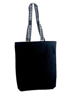 Сумка шоппер Интроверт с надписью на ручках «Introvert», чёрный