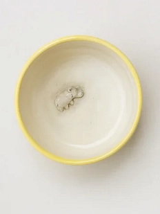 Миска ручной работы Мама Черепаха с фигуркой внутри Бегемотик, жёлтая, керамика, 11 см