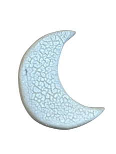 Брошь ручной работы Корсак текстурная «Полумесяц», бежевая, керамика