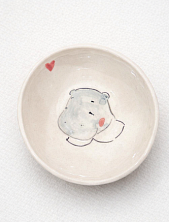 Пиала ручной работы НАДО ЖЕ с росписью «Бегемот», белая, керамика, 10 см