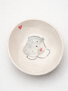 Пиала ручной работы НАДО ЖЕ с росписью «Бегемот», белая, керамика, 10 см