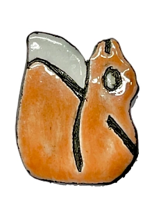 Брошь керамическая ручной работы «Белка», оранжевая