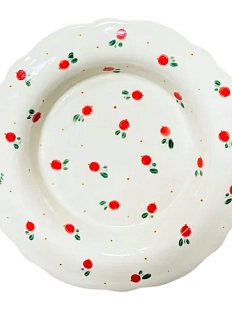 Тарелка глубокая ручной работы «Брусника», полуфарфор, 20 см