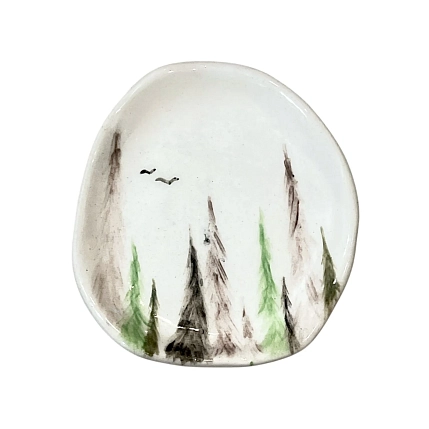 Блюдце ручной работы Катя Вебер «Лес», керамика, среднее, фото 3.