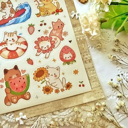 Стикерпак «Летние котята», А6, фото 1.