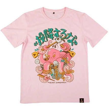 Футболка Barking store «Never surrender», XL муж., розовый, фото 1.
