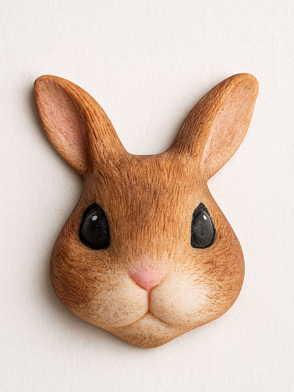 Брошь ручной работы «Зайчик», полимерная глина, фото 2.