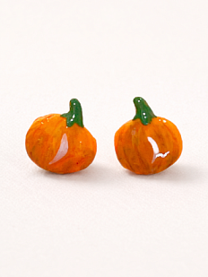 Серёжки-гвоздики Радость Рядом «Тыквы», оранжевые, полимерная глина