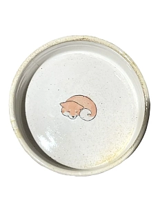 Миска ручной работы Керемет «Спящая сиба-ину», керамика, 14 см