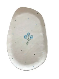 Блюдце ручной работы Верба керамика Незабудки, керамика, 19 см