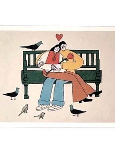 Открытка «На скамейке. Волкова»