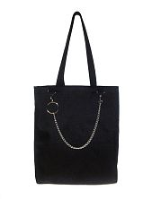Сумка шоппер Интроверт с брелком-цепью и лямкой через плечо, чёрный